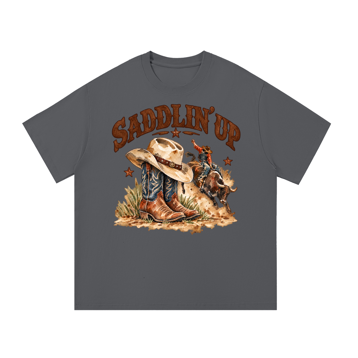 Saddlin’ Up Texas Bull Riding Graphic Tee