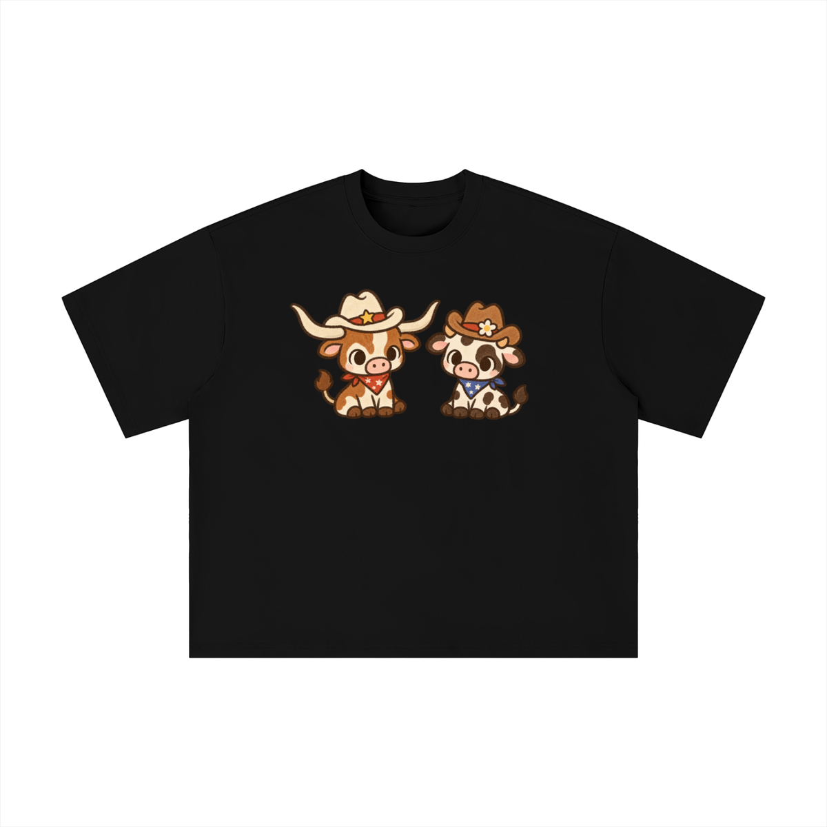 Cute Texas Longhorn & Cow Cowboy Graphic Tee