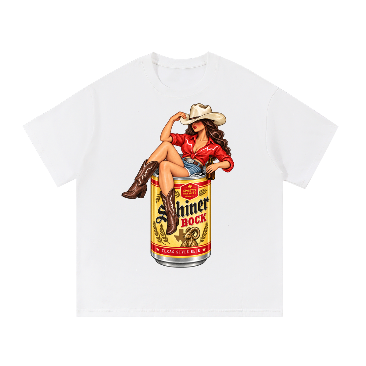Shiner Bock Texas Cowgirl Vintage Graphic Tee