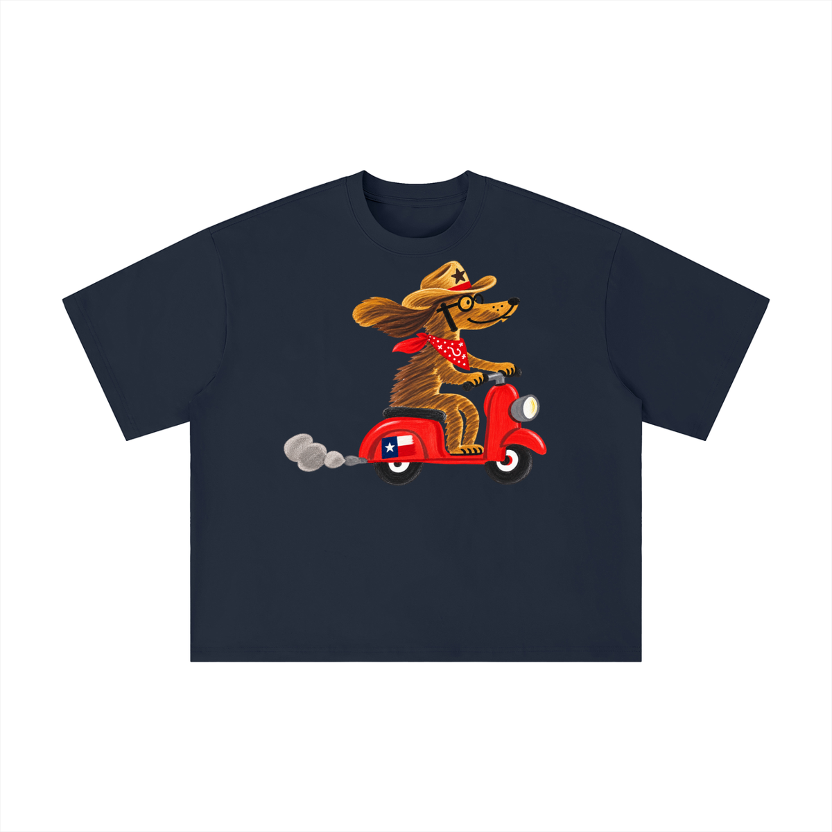 Texas Cowboy Scooter Dog Graphic Tee