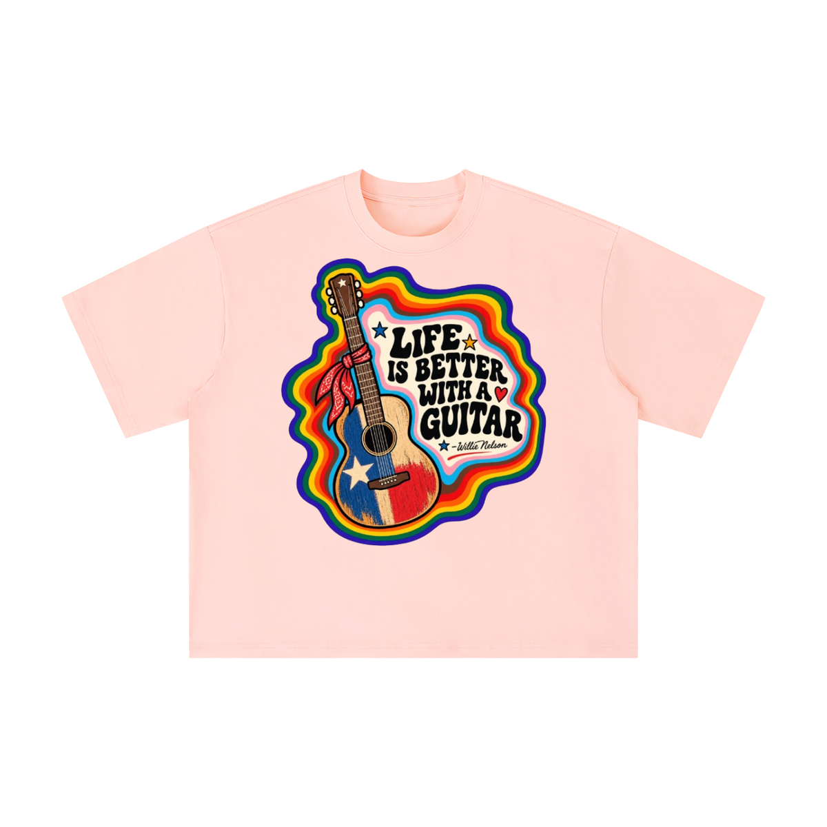 Life Is Better With a Guitar Willie Nelson Texas Tee