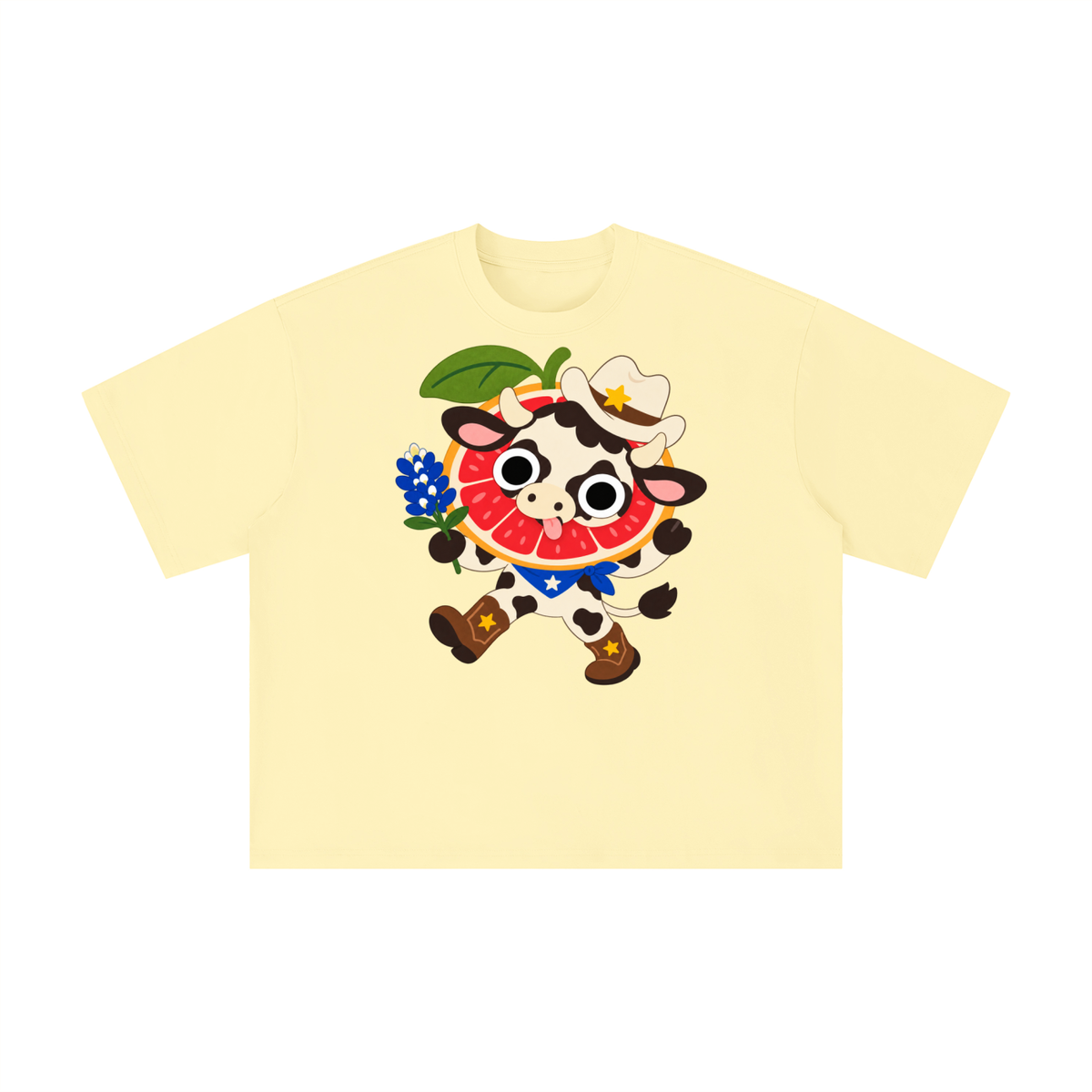 Texas Grapefruit Cowboy Cow Graphic Tee