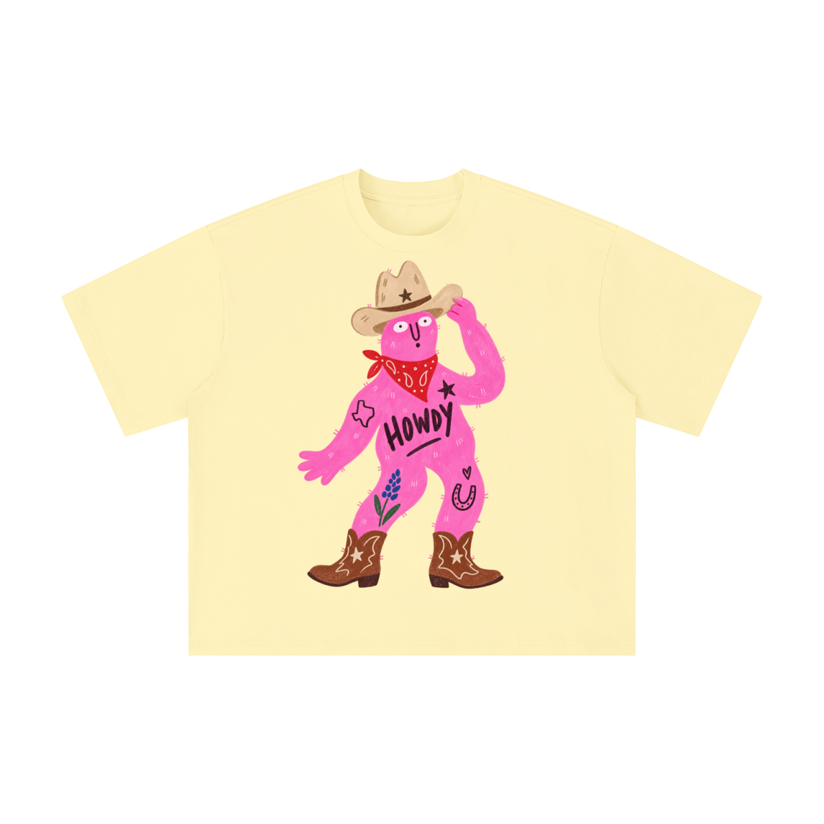 Howdy Texas Cowboy Character Graphic Tee