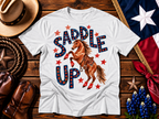 Saddle Up Vintage Western Marquee Graphic Tee