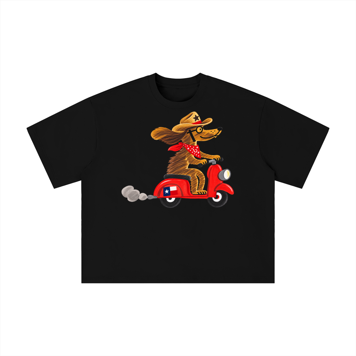 Texas Cowboy Scooter Dog Graphic Tee