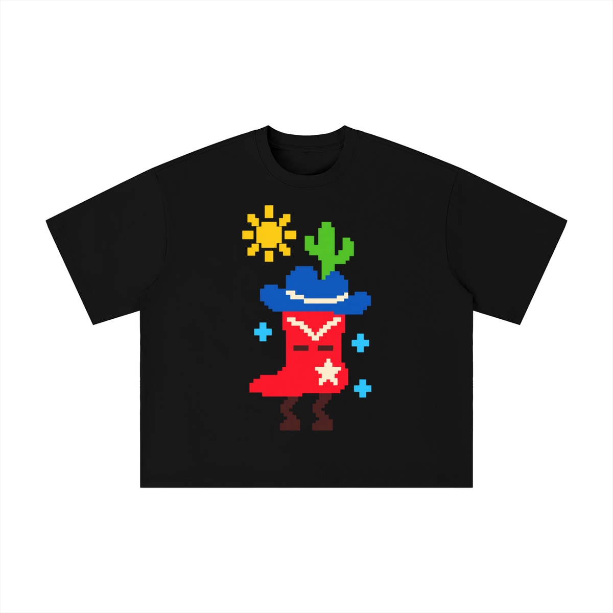 Pixel Texas Cowboy Boot Graphic Tee