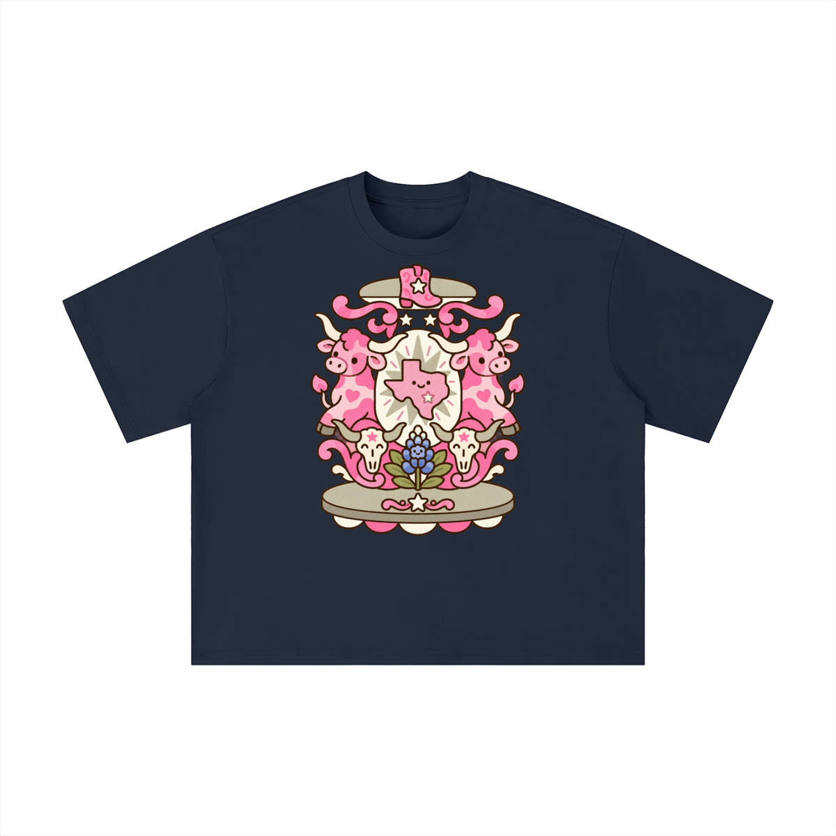 Pink Texas Longhorn Western Crest Graphic Tee