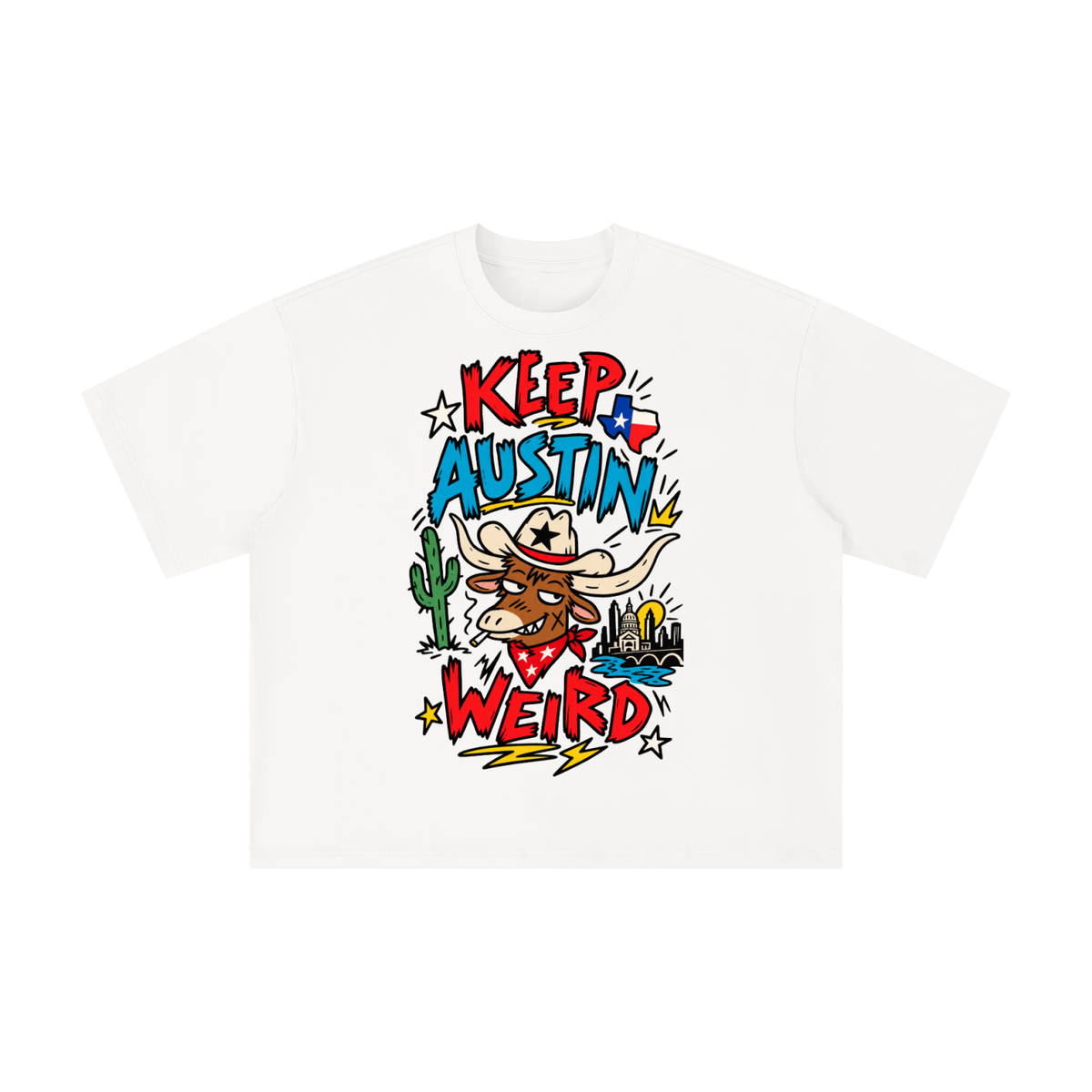 Keep Austin Weird Longhorn Graffiti Graphic Tee