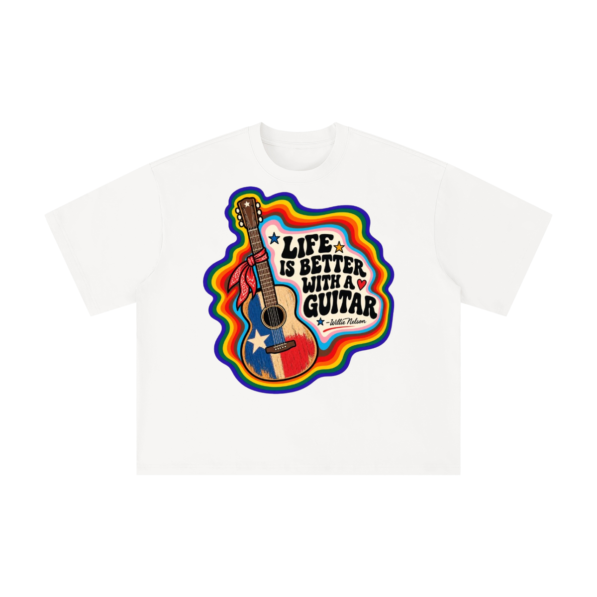 Life Is Better With a Guitar Willie Nelson Texas Tee