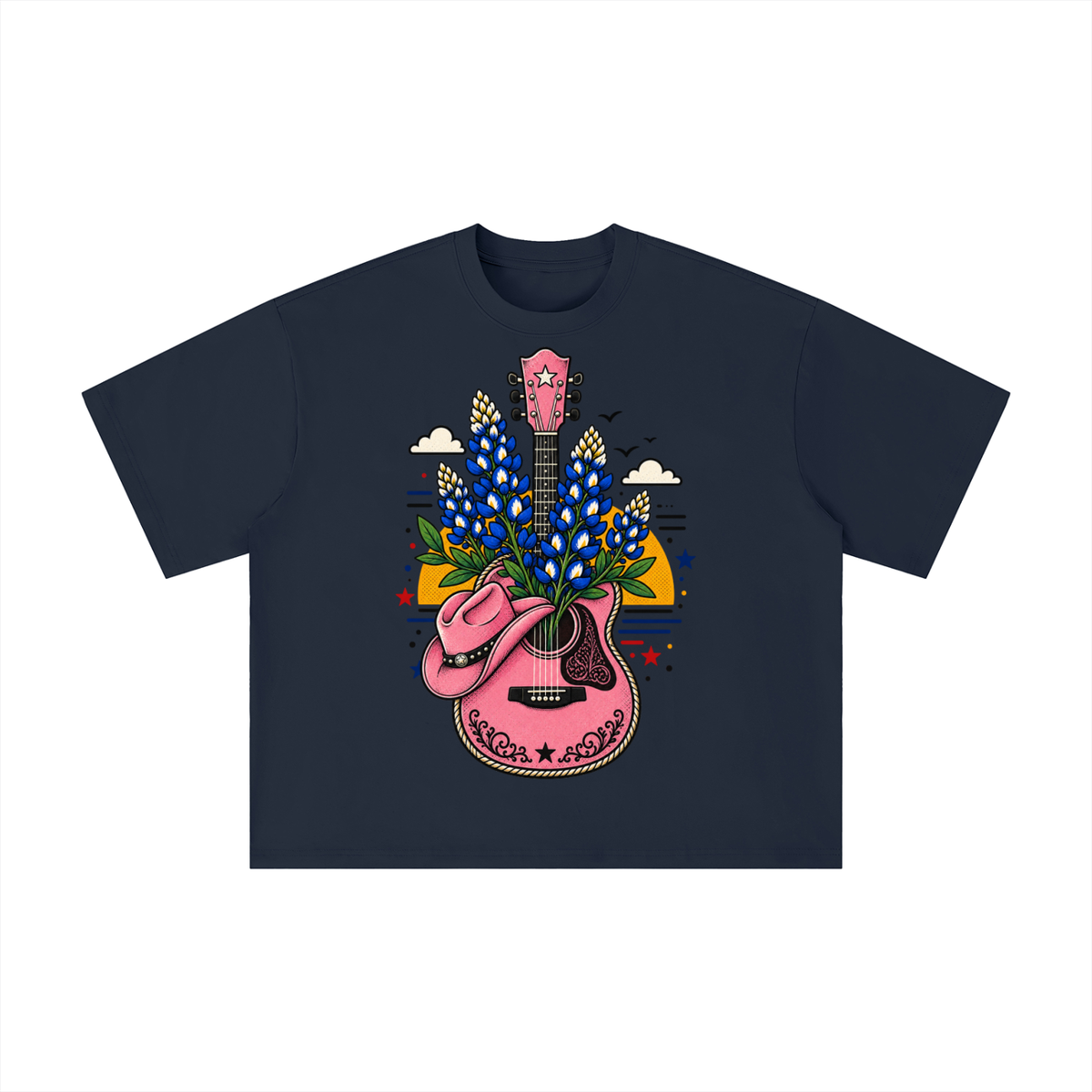Pink Texas Bluebonnet Guitar Graphic Tee