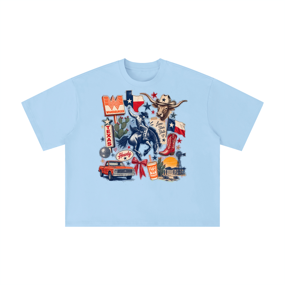Lone Star State Texas Collage Graphic T-Shirt