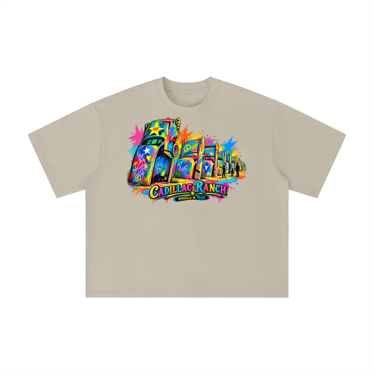 Colorful Cadillac Ranch Amarillo Texas Graphic Tee
