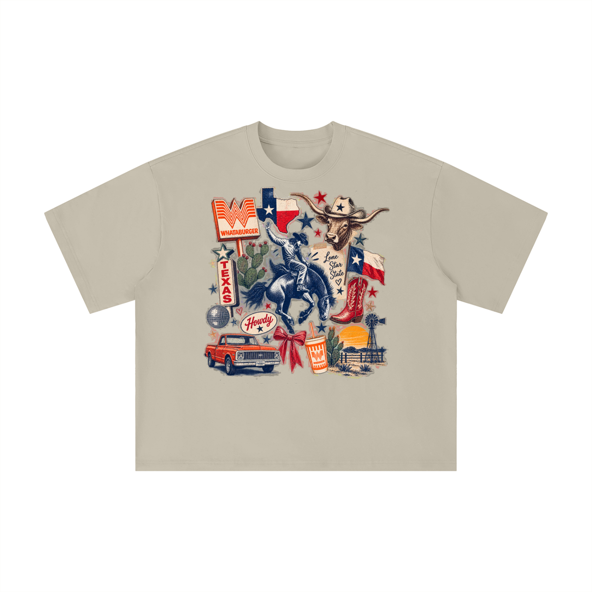 Lone Star State Texas Collage Graphic T-Shirt
