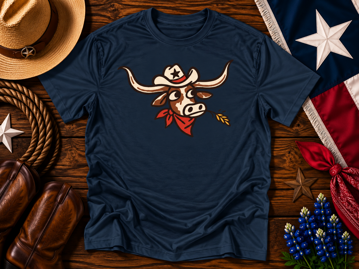 Texas Longhorn Cowboy Doodle Graphic Tee