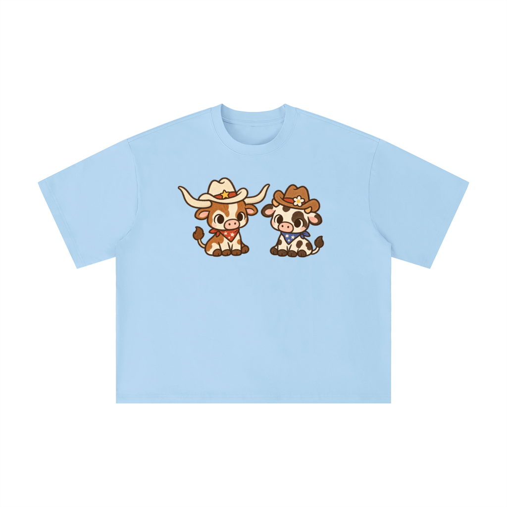 Cute Texas Longhorn & Cow Cowboy Graphic Tee