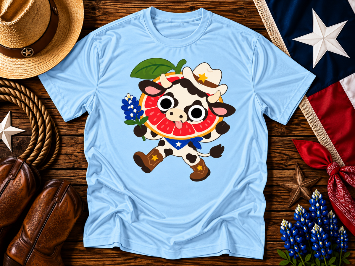Texas Grapefruit Cowboy Cow Graphic Tee