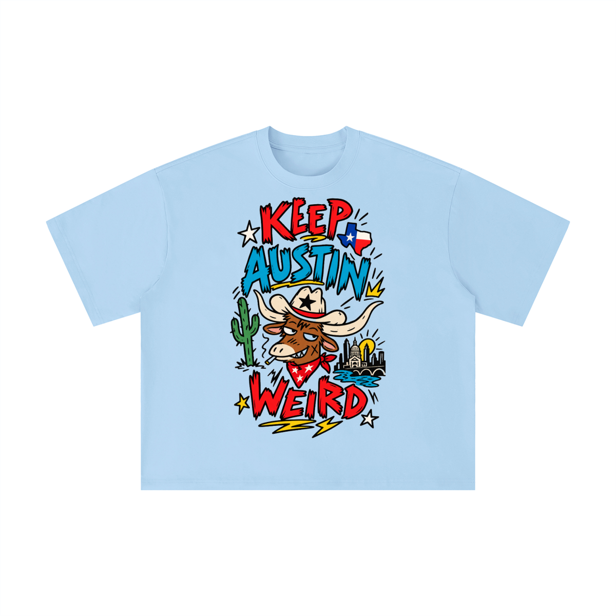 Keep Austin Weird Longhorn Graffiti Graphic Tee