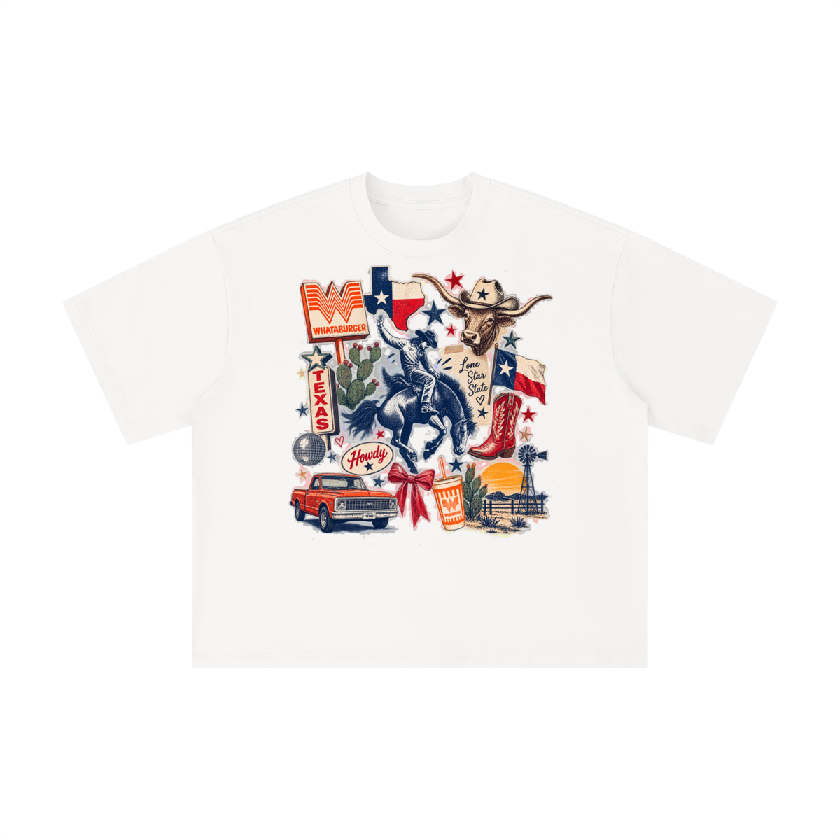 Lone Star State Texas Collage Graphic T-Shirt