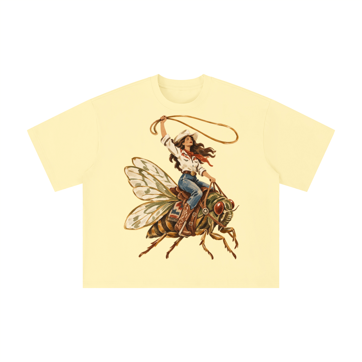 Cowgirl on a Texas Cicada Vintage Graphic Tee