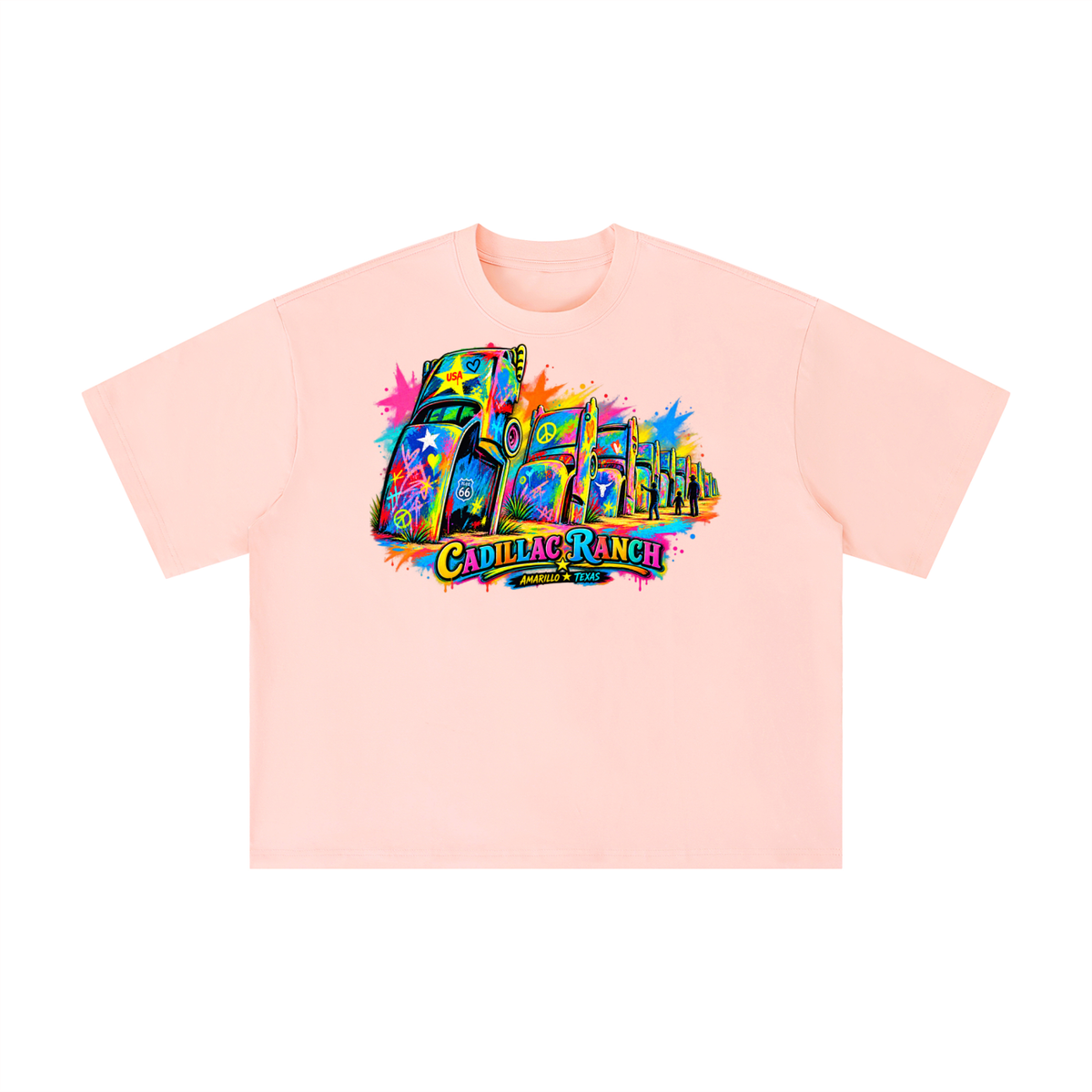 Colorful Cadillac Ranch Amarillo Texas Graphic Tee