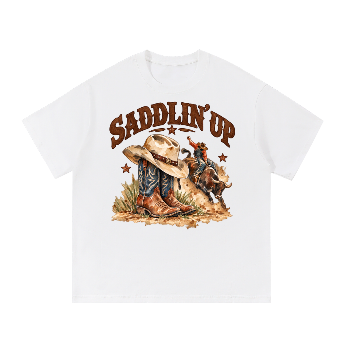 Saddlin’ Up Texas Bull Riding Graphic Tee