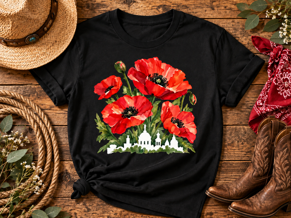 Georgetown Red Poppy Watercolor Graphic Tee
