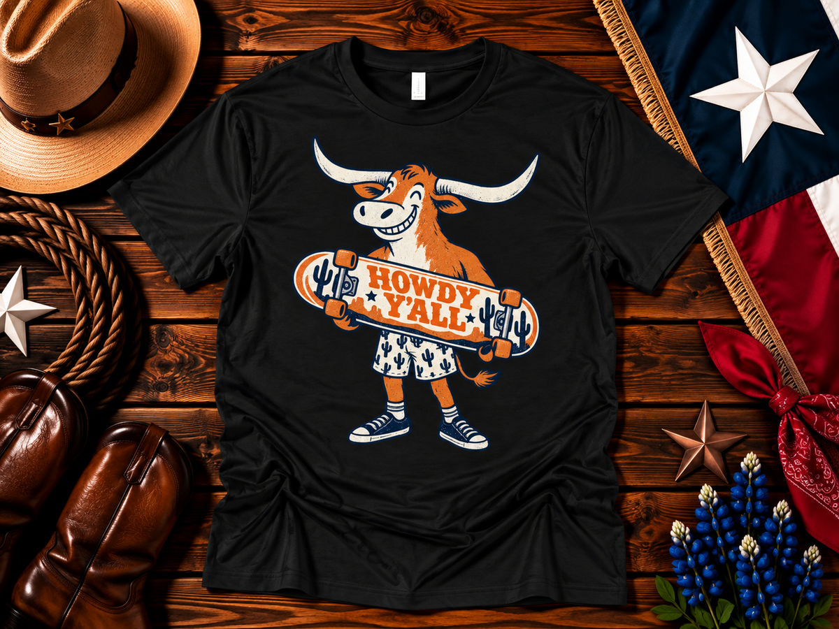 Howdy Y’all Longhorn Skateboard Graphic Tee