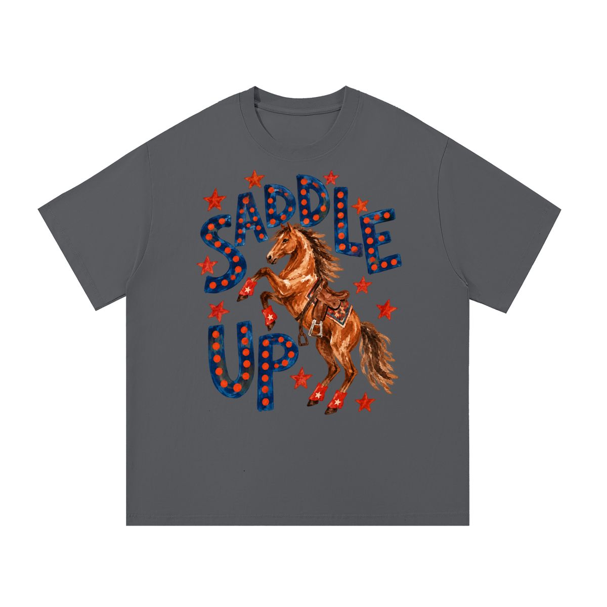 Saddle Up Vintage Western Marquee Graphic Tee