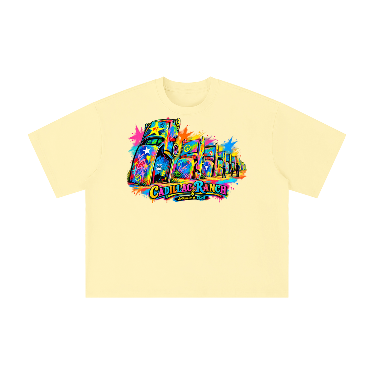 Colorful Cadillac Ranch Amarillo Texas Graphic Tee