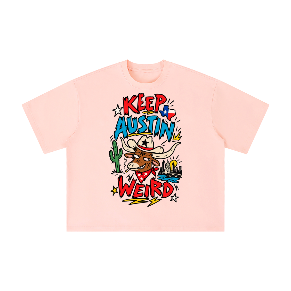 Keep Austin Weird Longhorn Graffiti Graphic Tee
