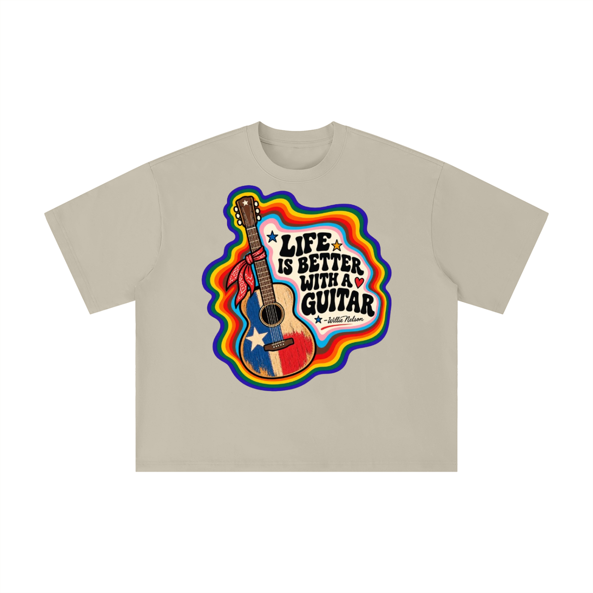 Life Is Better With a Guitar Willie Nelson Texas Tee