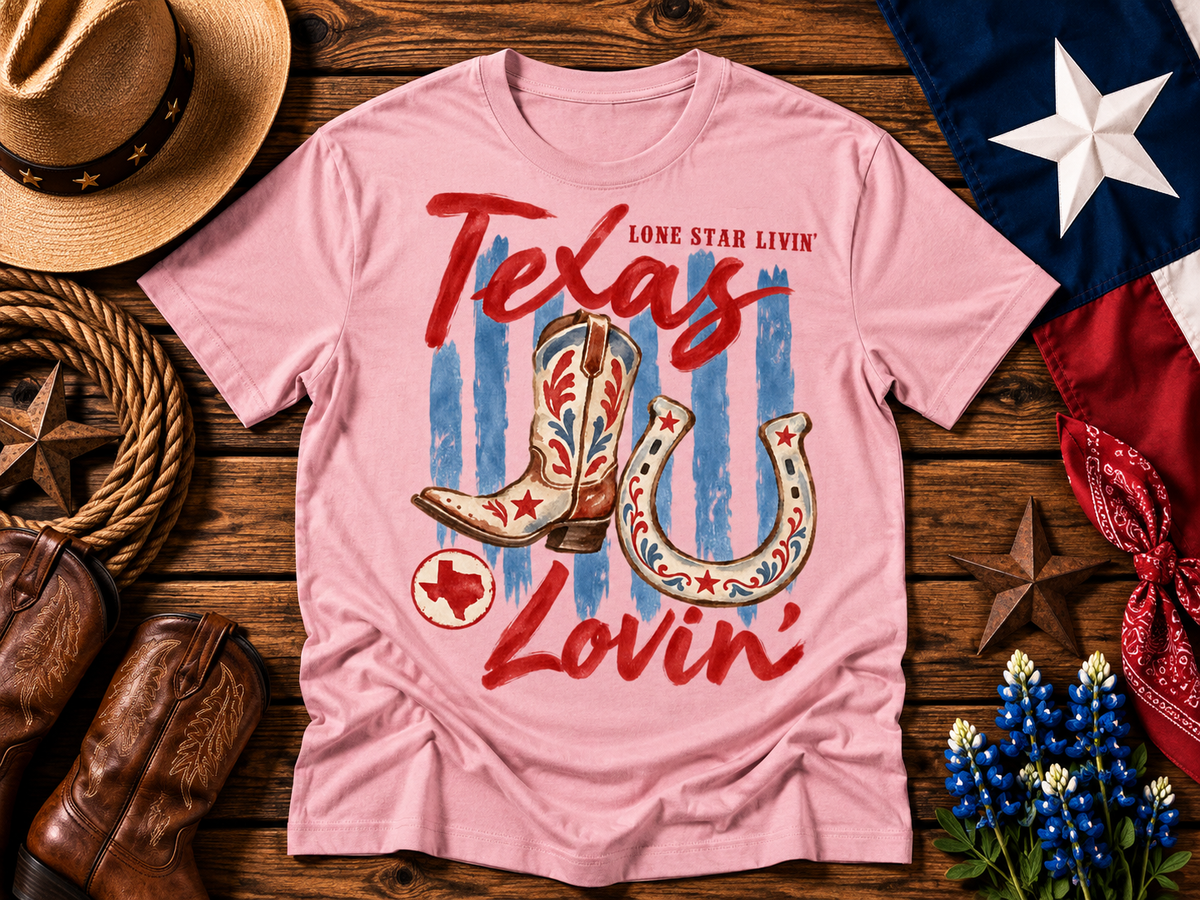 Texas Lovin’ Western Boots & Horseshoe Vintage T-Shirt