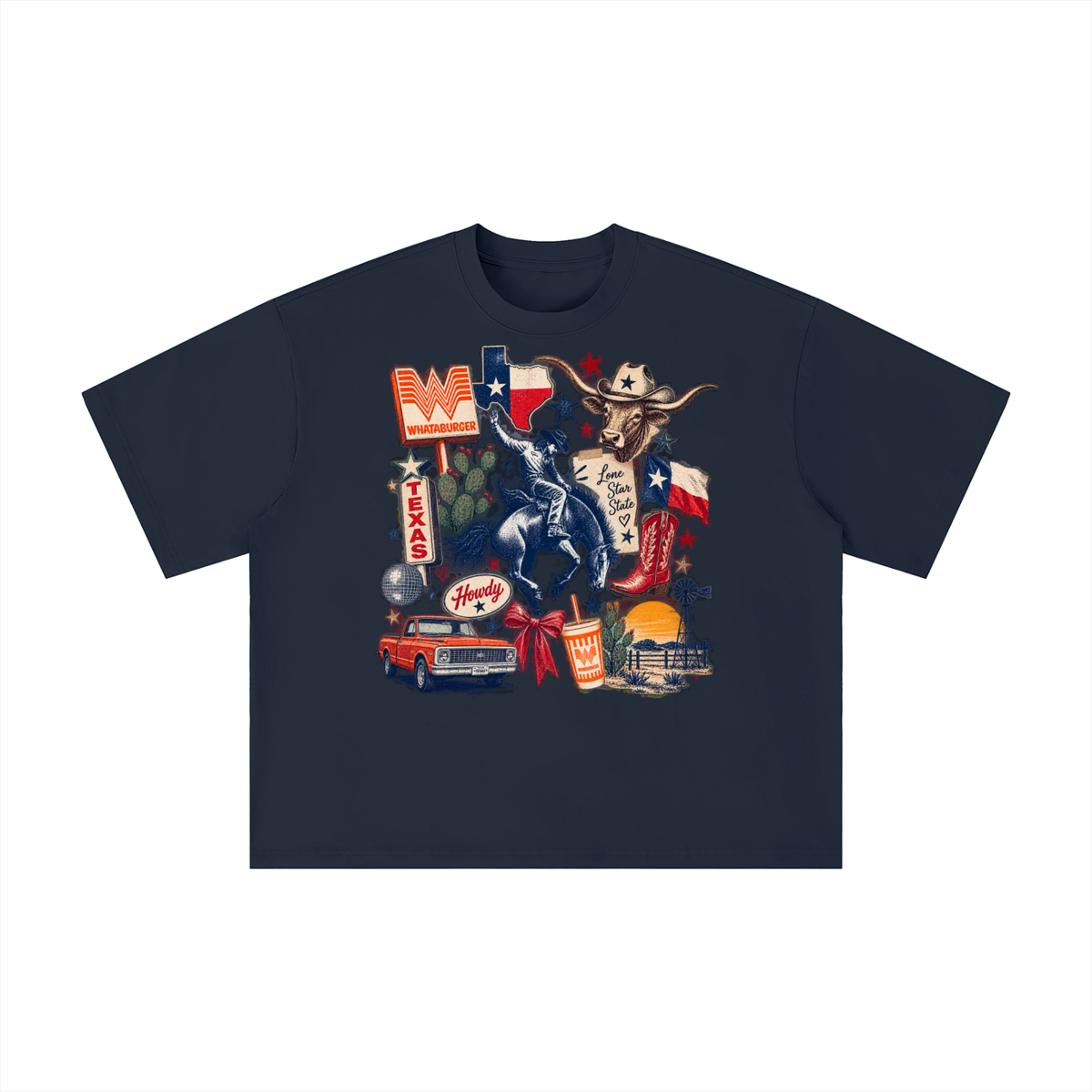 Lone Star State Texas Collage Graphic T-Shirt