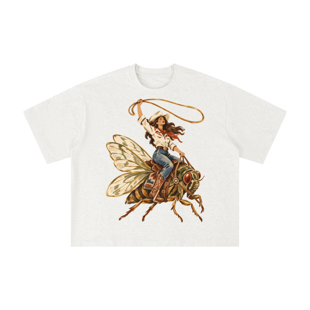 Cowgirl on a Texas Cicada Vintage Graphic Tee
