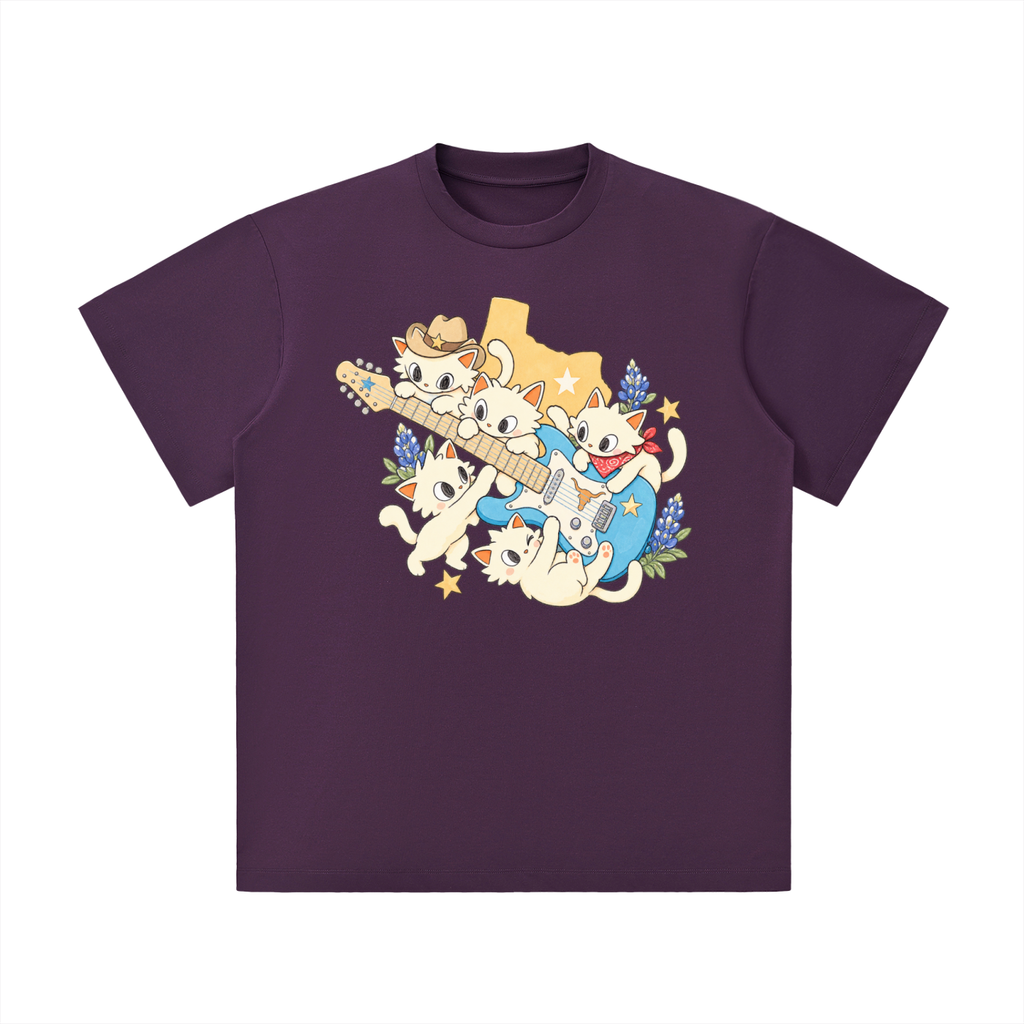 Texas Bluebonnet Guitar Kittens Graphic Tee