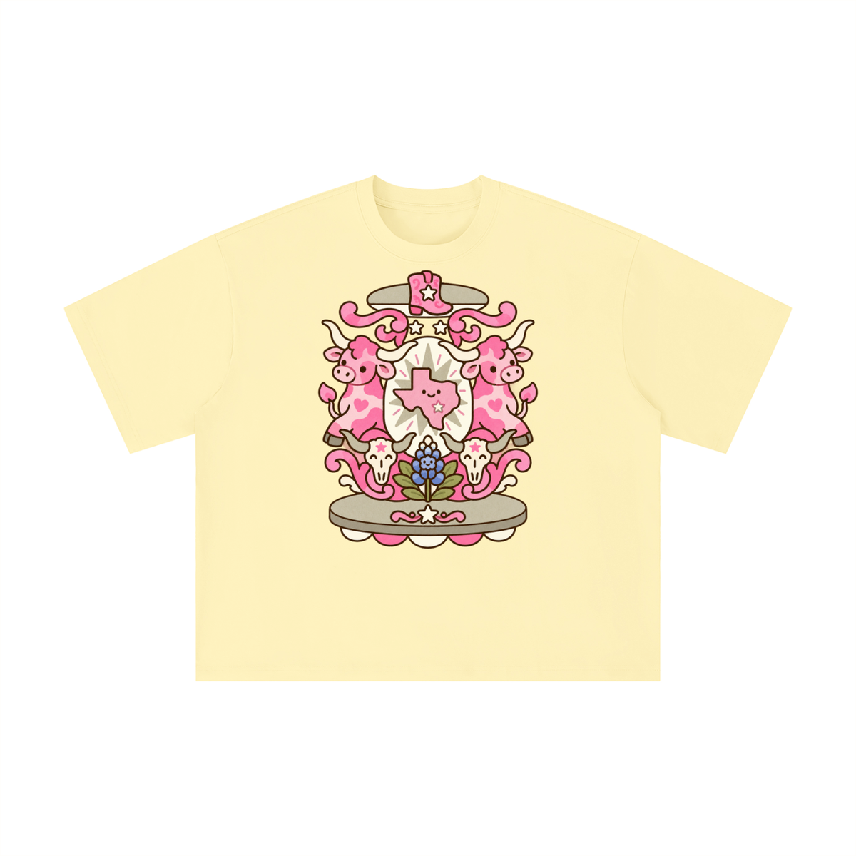 Pink Texas Longhorn Western Crest Graphic Tee