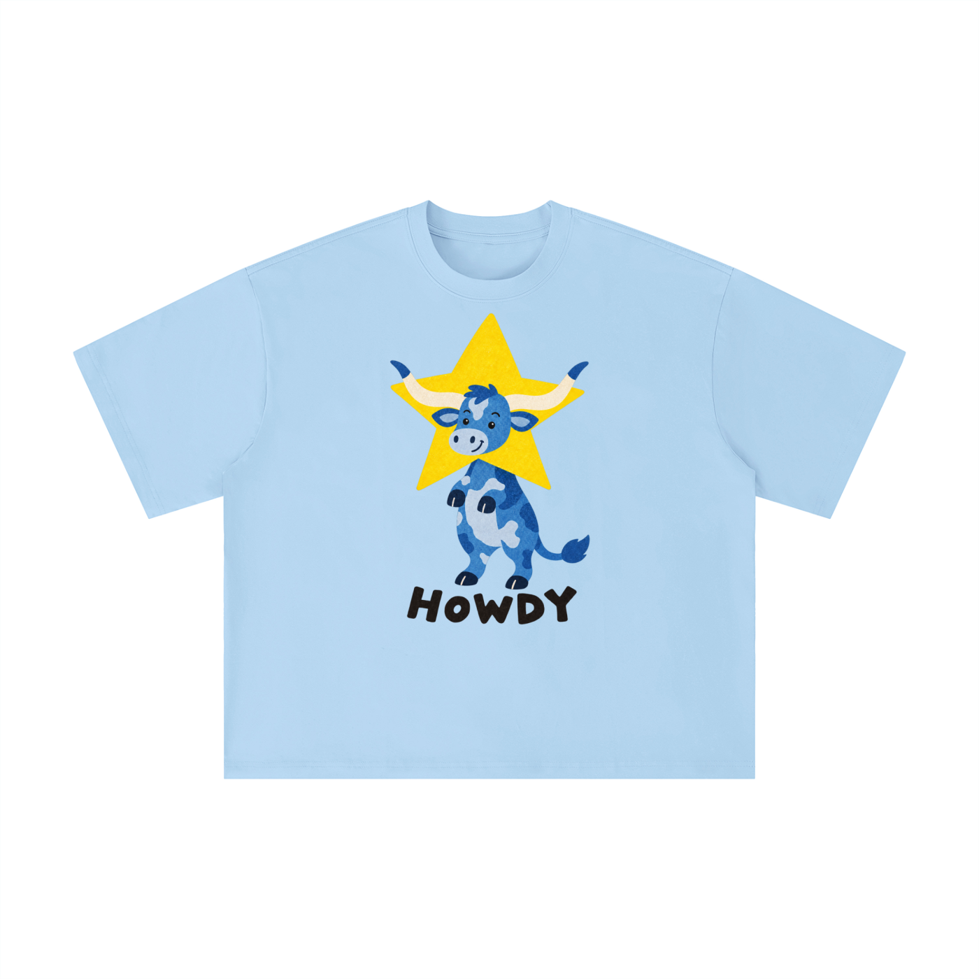 Howdy Blue Longhorn Texas Tee