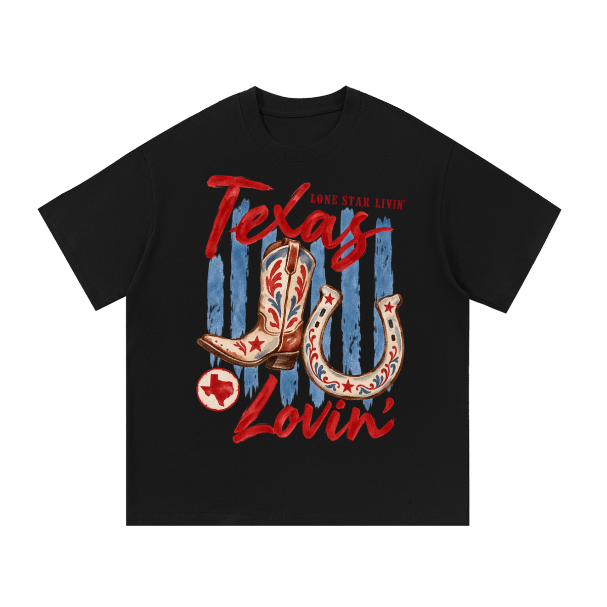 Texas Lovin’ Western Boots & Horseshoe Vintage T-Shirt