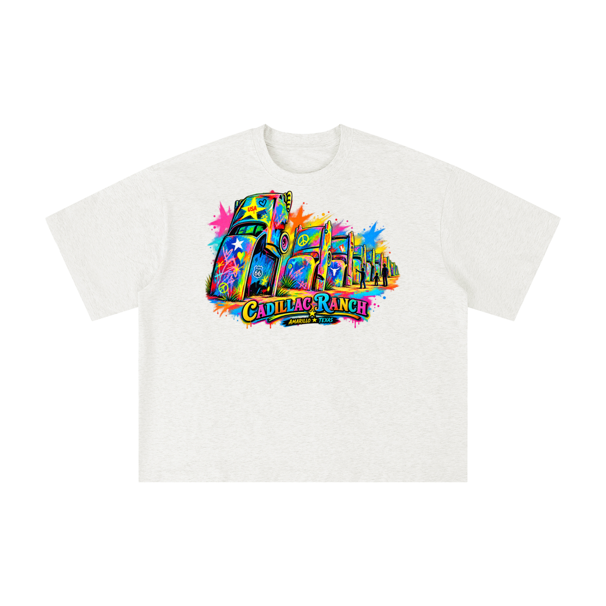 Colorful Cadillac Ranch Amarillo Texas Graphic Tee