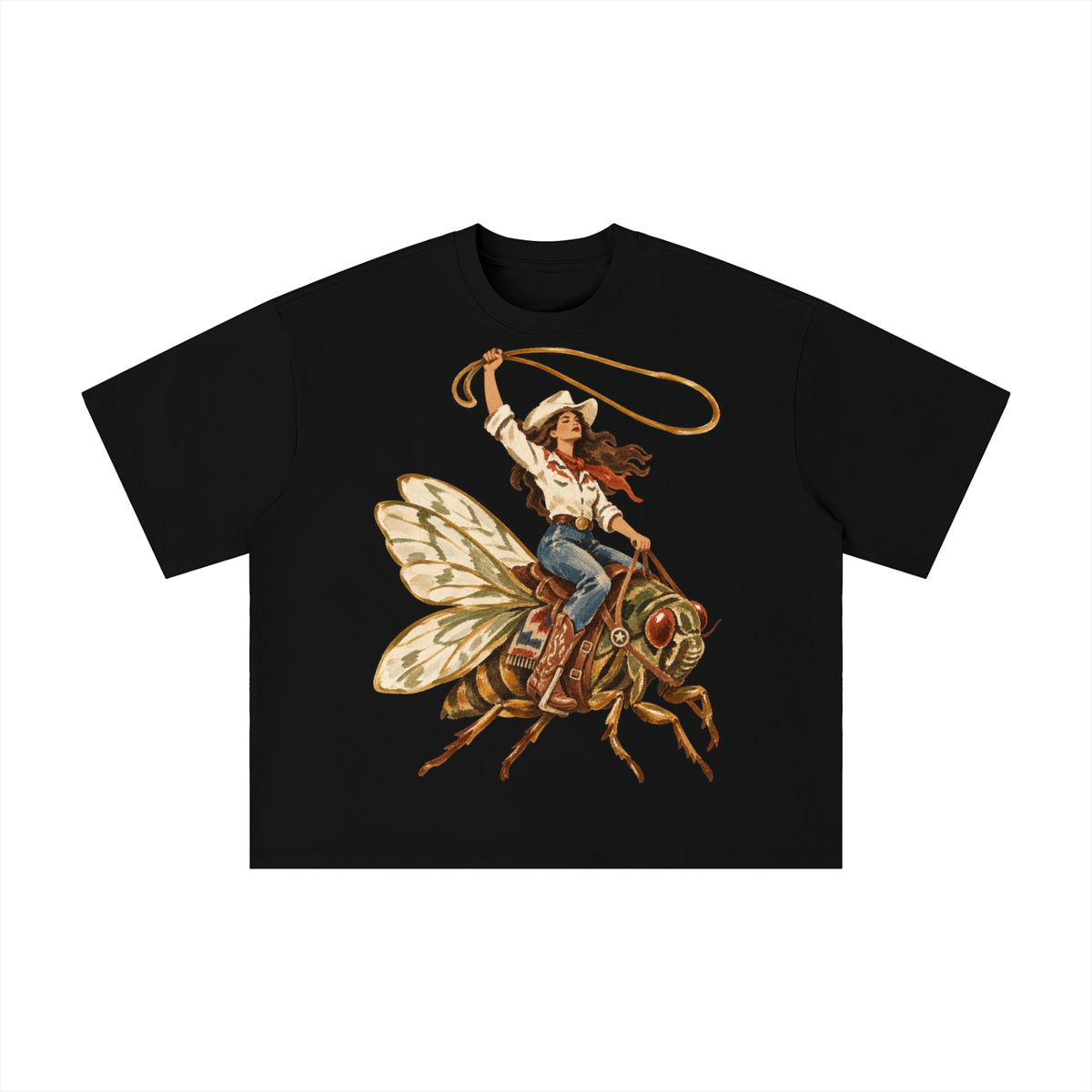 Cowgirl on a Texas Cicada Vintage Graphic Tee