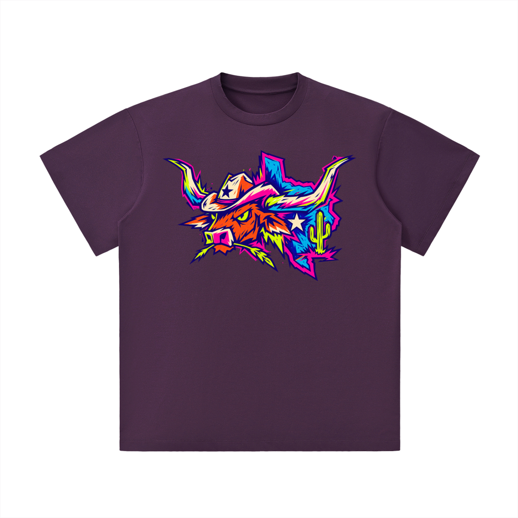 Neon Texas Longhorn Cowboy Graphic Tee