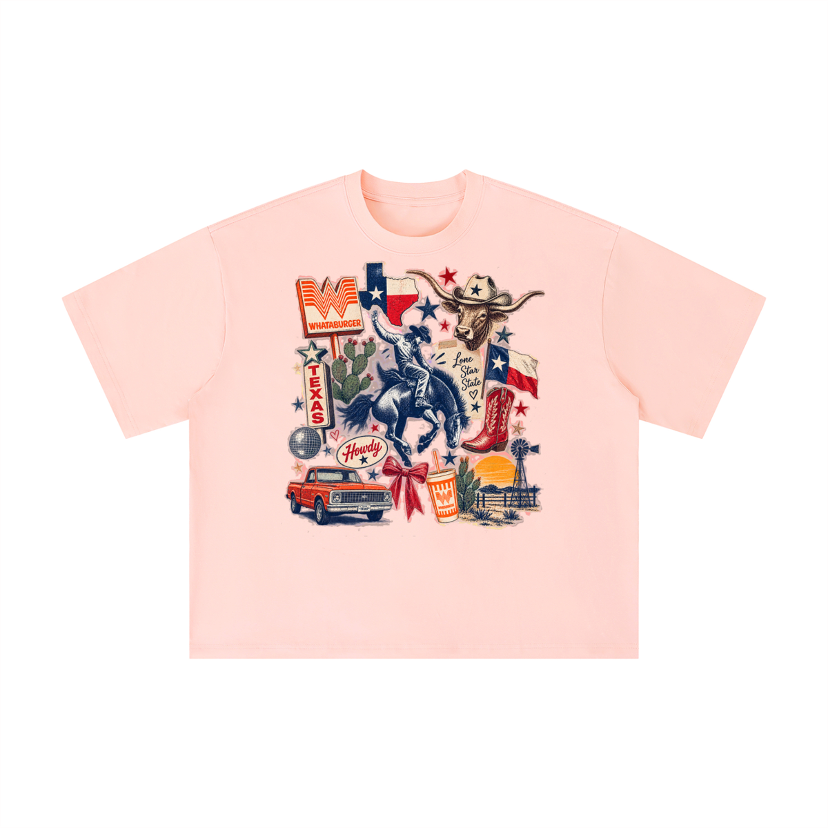 Lone Star State Texas Collage Graphic T-Shirt