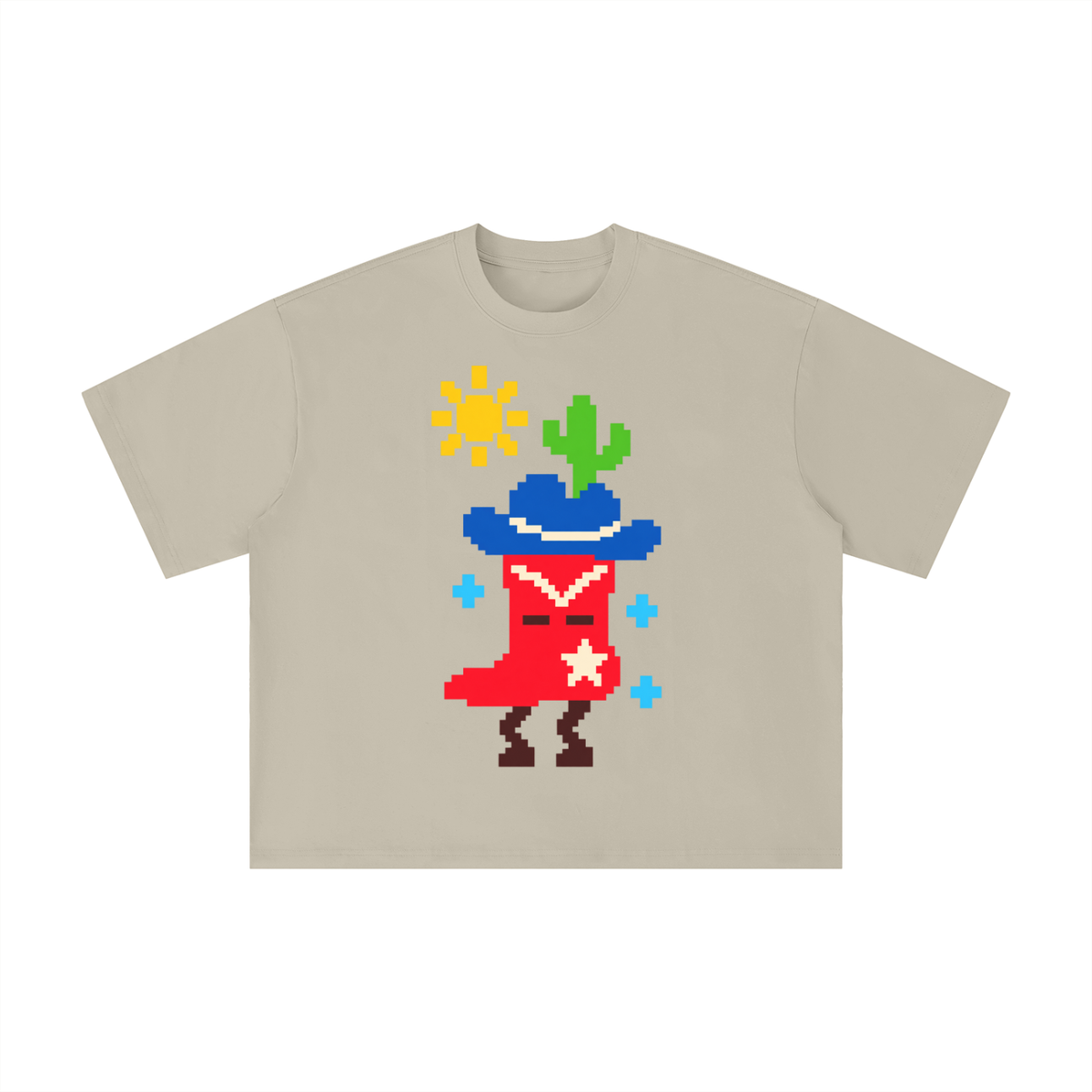 Pixel Texas Cowboy Boot Graphic Tee