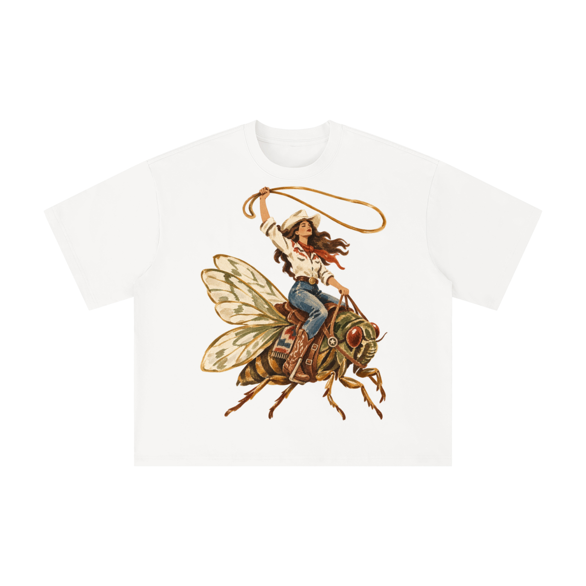 Cowgirl on a Texas Cicada Vintage Graphic Tee