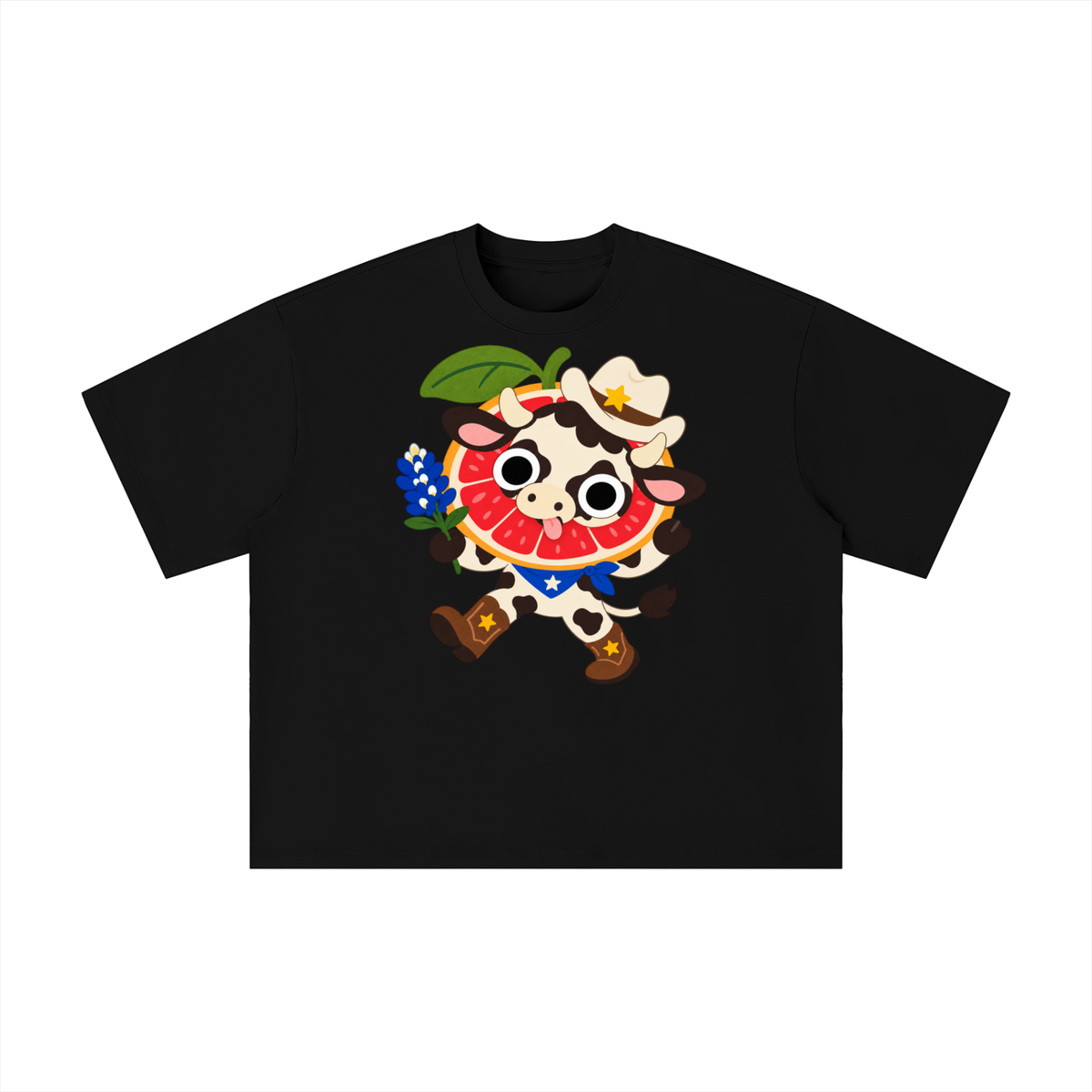 Texas Grapefruit Cowboy Cow Graphic Tee