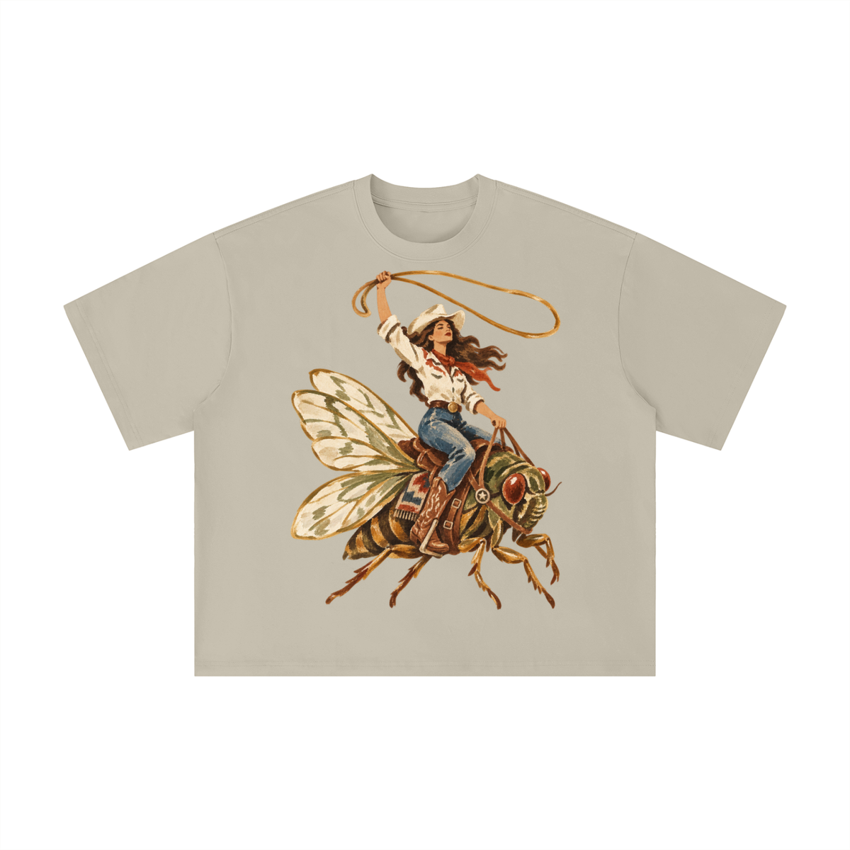 Cowgirl on a Texas Cicada Vintage Graphic Tee