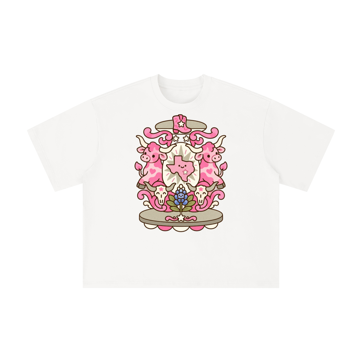 Pink Texas Longhorn Western Crest Graphic Tee