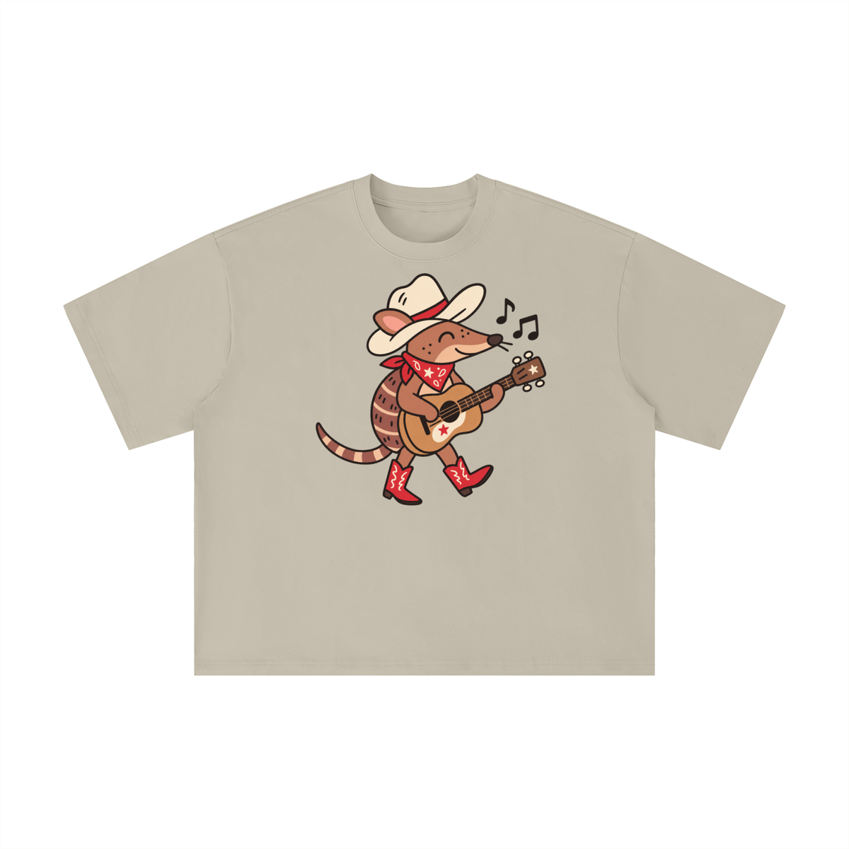 Texas Armadillo Guitar Cowboy Graphic Tee