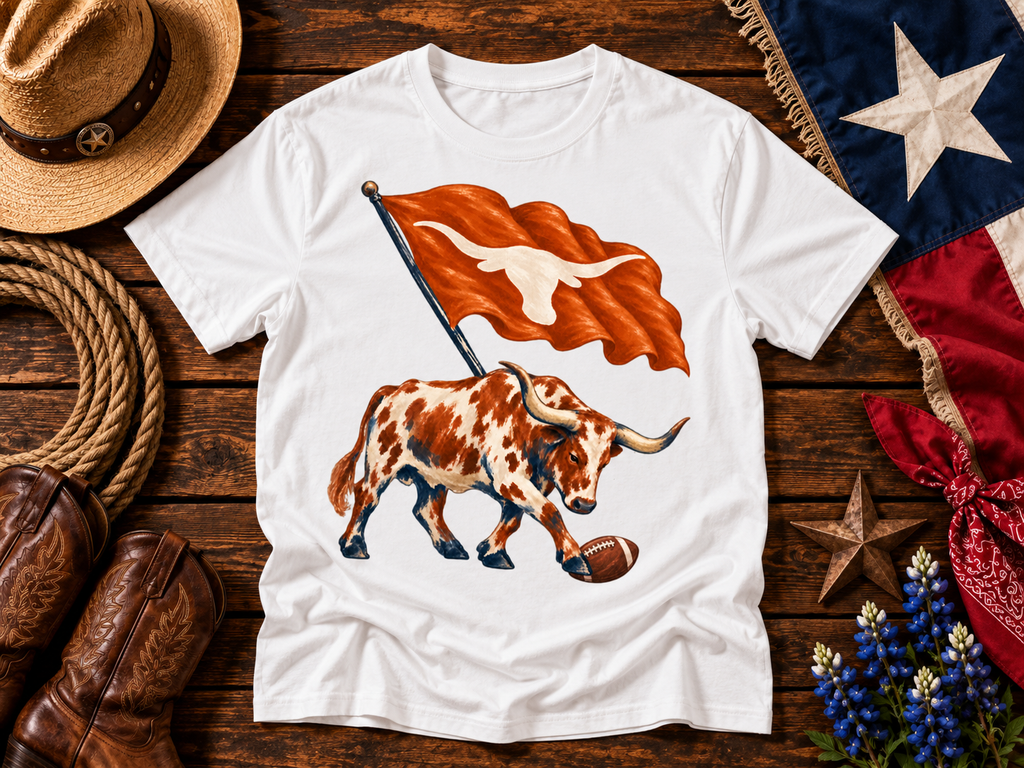 Texas Longhorn Football Flag Vintage T-Shirt INSPIRED NOT REAL MERCH