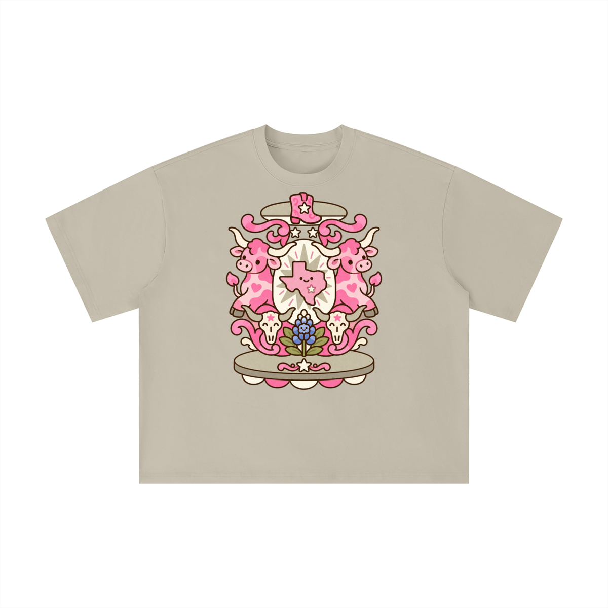 Pink Texas Longhorn Western Crest Graphic Tee